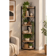 Sulorahome 6 Raflı Köşe Kitaplık ve Saksılık Standı Krem 160 cm