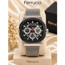 Ferrucci Erkek Kol Saati Gümüş Hasır Kordon Siyah Kadran Multifonksiyon Fcf 03306FH.03