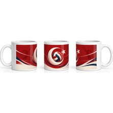 PayBuy Seramik Kupa Ay Yıldız Voleybol Baskılı 300 ml Hediyelik Ofis Kahve Çay Kupası Özel Tasarım