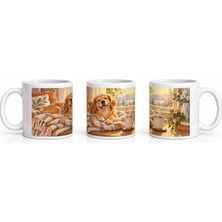 PayBuy Seramik Kupa Golden Retriever Sabah Baskılı 300 ml Hediyelik Kahve Çay Kupası Özel Tasarım Ofis