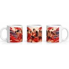 PayBuy Seramik Kupa Voleybol Takımı Baskılı 300 ml Hediyelik Kahve Çay Kupası Ofis Ev Özel Tasarım