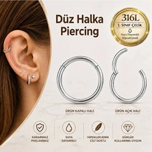 Heppii 316L Cerrahi Çelik Düz Halka Piercing 1.2 mm – 6 8 10 12 mm Iç Çap Helix Lob Kıkırdak Rook Daith Conch Göbek Dudak Burun