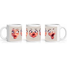 PayBuy Seramik Kupa Ekspresif Yüz Ifadeleri Baskılı 300 ml Hediyelik Kahve Çay Kupası Özel Tasarım Ofis