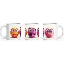 PayBuy Seramik Kupa Komik Yüzler Baskılı 300 ml Hediyelik Kahve Çay Kupası Ofis Ev Özel Tasarım Çay Bardağı