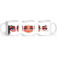 PayBuy Seramik Kupa Anime Kız Yüz Baskılı 300 ml Hediyelik Kahve Çay Bardağı Ofis Ev Özel Tasarım