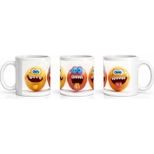 PayBuy Seramik Kupa Dişli Gülümseyen Karakterler Baskılı 300 ml Hediyelik Eğlenceli Kahve Çay Kupası