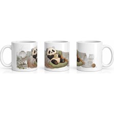 PayBuy Seramik Kupa Panda Kahve Temalı Baskılı 300 ml Hediyelik Özel Tasarım Çay Kupası Özel Tasarım
