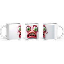 PayBuy Seramik Kupa Şaşkın Fantastik Yüz Baskılı 300 ml Hediyelik Kahve Çay Kupası Özel Tasarım Çay Bardağı
