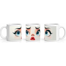 PayBuy Seramik Kupa Şaşkın Ifadeli Yüz Baskılı 300 ml Hediyelik Kahve Çay Kupası Özel Tasarım Kahve Kupası