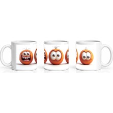 PayBuy Seramik Kupa Komik Portakal Karakterleri Baskılı 300 ml Hediyelik Kahve Çay Kupası Özel Tasarım