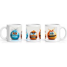 PayBuy Seramik Kupa Dişli Yaratıklar Baskılı 300 ml Hediyelik Kahve Çay Kupası Eğlenceli Özel Tasarım