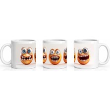 PayBuy Seramik Kupa Portakal Canavarlar Baskılı 300 ml Komik Yüzler Hediyelik Kahve Çay Kupası Özel Tasarım