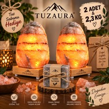 Tuzaura Tuz Lambası Tuzaura Gri Renkli Doğal Tuz Lambası Çankırı 2 Adet 2,3 kg Ağırlığında Kaya Tuzundan Üretilmiştir