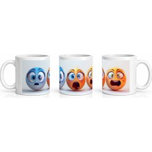 PayBuy Seramik Kupa Animasyon Yüz Emojileri Baskılı 300 ml Hediyelik Kahve Çay Kupası Özel Tasarım Ofis