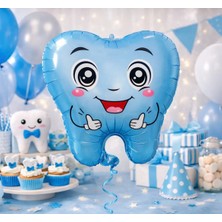 Partyora Diş Buğdayı Balonu Mavi 20 Inç Yüz Ifadeli Helyum Folyo Balon (Ilk Diş Hatırası)