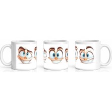 PayBuy Seramik Kupa Neşeli Kaşlı Yüzler Baskılı 300 ml Hediyelik Kahve Çay Kupası Özel Tasarım Kahve Kupası