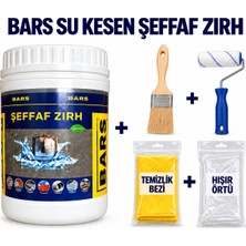 Bars Arge Toptan Şeffaf Zırh Su Yalıtımı Kılcal Çatlak Doldurur, Kiremit, Shingle, Ahşap, Beton ve Şap Için  1 kg + Kestirme Fırça + Özel Epoxy Rulo+ Temizlik Bezi+Hışır Örtü