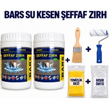 Bars Arge Toptan Şeffaf Zırh Su Yalıtımı Kılcal Çatlak Doldurur, Kiremit, Shingle, Ahşap, Beton ve Şap Için  1 kg (2 Adet) + Kestirme Fırça+Özel Epoxy Rulo+Temizlik Bezi+Hışır Örtü