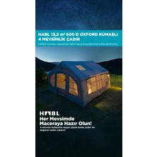 HABL 13 Kişilik 13.2m2 Su,rüzgar ve Kar Geçirmez 600D Oxford Kumaşlı 4 Mevsim Şişme Çadır 367*360*220CM