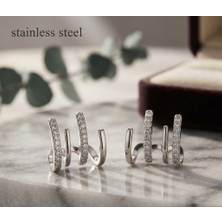 Stainless Steel 316L Çelik Gümüş Kaplama Modern Tasarımlı Çelik Küpe