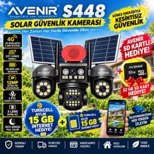 Avenir S448 12MP 5 Lens 3 Ptz 4g Esım Çift Güneş Panelli Solar Güvenlik Kameras