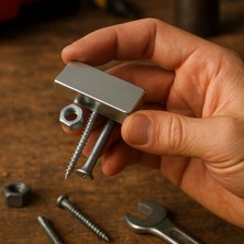 Pileli Store 5'li Set: N35 Sınıfı 40X20X5 mm Köşeli Neodyum Mıknatıs (Nikel Kaplama)