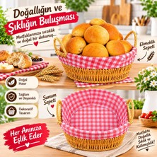 Taçev Hasır Ekmeklik Banyo Dekoratif Sepet Oval Rattan Bezli