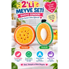 Open City 2'li Meyve Şekilli Banyo Süngeri Portakal Avokado Bebek Çocuk Yıkama Duş Süngeri Yumuşak Sünger Seti
