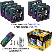 Next Gaming NG-O120B 7 Adet 120MM Argb Fan 11X Argb Pwm Slot Kontrolcü ve Kumanda Siyah