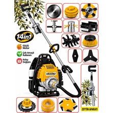 Dragro Sırt Tipi Motorlu Tırpan Çapalama Seti + Zeytin Toplama 14 Parça Full Set Bahçe Seti