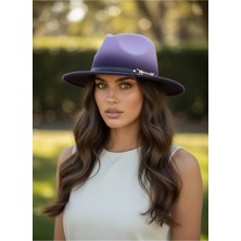 Gigi Luxe Özel Tasarım Fedora Fötr Şapka Ayarlanabilir Gold Aksesuarlı Kovboy Fötr