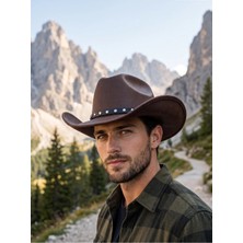 Gigi Luxe Erkek Kovboy Şapkası Keçe Western Deri Bantlı