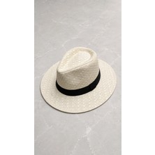 Gigi Luxe Bantlı Yuvarlak Geniş Kenarlı Hasır Fotr Şapka Unisex