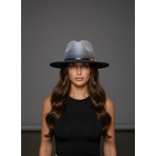 Gigi Luxe Özel Tasarım Fedora Fötr Şapka Ayarlanabilir Gold Aksesuarlı Kovboy Fötr