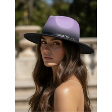 Gigi Luxe Özel Tasarım Fedora Fötr Şapka Ayarlanabilir Gold Aksesuarlı Kovboy Fötr