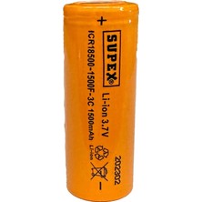 Elektronikçim Supex ICR18500-1500F-3C Lityum Ion 3.7V 1500MAH 3c Deşarj Akımı Düz Kafa Pil