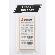 Sutem Beyaz Kablo Bağı Cırt Kelepçe 3.6 x 250 mm 100 Adet