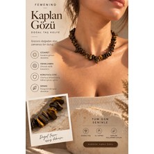 Femenino Kaplan Gözü Doğal Taş Kolye Iri Kırık Taşlı El Yapımı Ayarlanabilir Özel Tasarım Kutulu