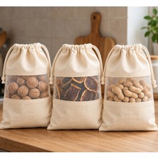 Magic Lady Magiclady %100 Pamuklu Doğal Saklama Kesesi 20X30 cm – File Pencereli Büzgülü Ipli Kuru Gıda Kesesi