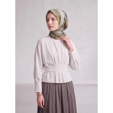 Ayshara Şakayık Çiçek Desenli Çift Taraflı Eşarp