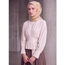 Ayshara Şakayık Çiçek Desenli Çift Taraflı Eşarp