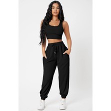 Sofya Passion Kadın Crop Atlet ve Lastik Paça Jogger Pantolon Ikili Takım
