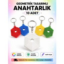 Jenerik 10'lu 3D Baskı Katmanlı Altıgen Anahtarlık Karışık Renkler