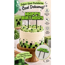 Major Hobi Happy Birthday Minecraft Temalı Pasta Süsü Cake Topper 17X17 cm