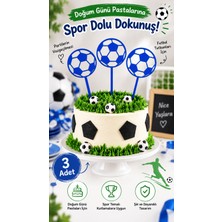 Major Hobi Futbol Topu Pasta Süsü 3’lü Set – Doğum Günü Cake Topper 16X10 cm - Mavi