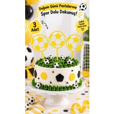 Major Hobi Futbol Topu Pasta Süsü 3’lü Set – Doğum Günü Cake Topper 16X10 cm - Sarı