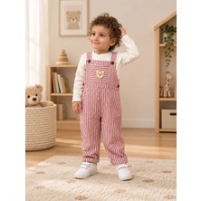 Babito Store Erkek Bebek Ayıcıklı Çizgili Salopet 2’li Takım 6 Ay- 3 Yaş
