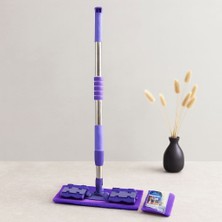 TeOra Store Mandallı Palet Mop Mikrofiber Paspas Metal Uzayan Sap 70-107 cm 360°