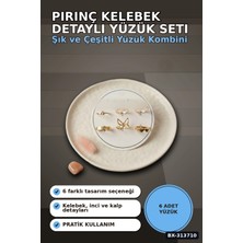 Adalı Store Pirinç 6'li Kelebek Detayli Yuzuk Seti 7-8 Numara Rengi Bijuteri BX-313710