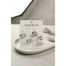 Adalı Store Gümüş Renk Pirinç Bohem Yüzük Kombini BYK4265